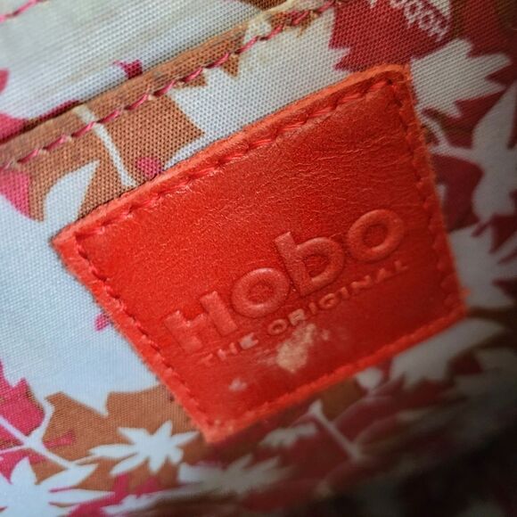 Red Smooth Leather Crossbody 10x7 Double Zip Distressed Bag Hobo International - Picture 4 of 9